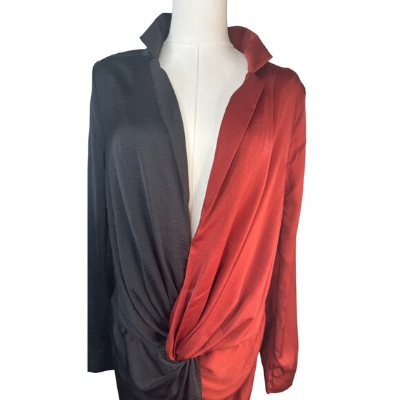 2/$30 NWT Choosy Size 12 Two-Tone Twist Front  Dress Black & Terra Cotta - Picture 5 of 16